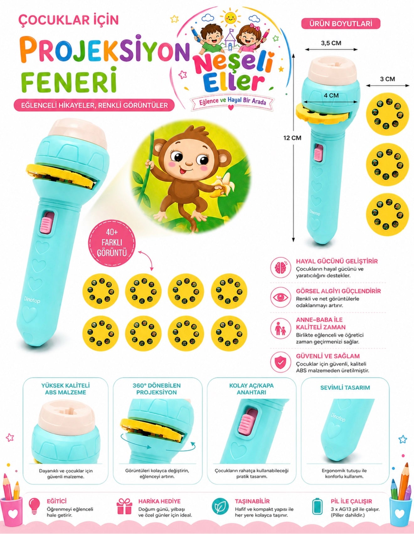 Eğitici Projeksiyonlu El Feneri