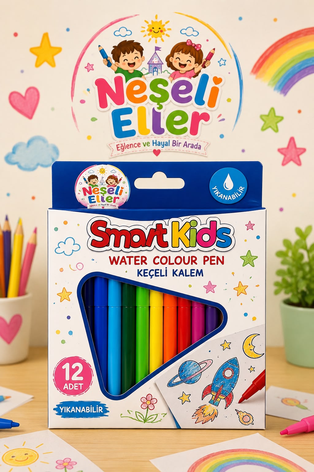 Yıkanabilir Kalem 12 Adet